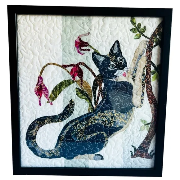 Vintage Cat Quilt Custom Framed Wall Art - Picture 1 of 5